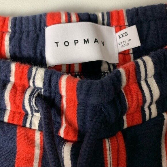 Topman Striped Elastic Waist Shorts Mens XXS Navy Red White Casual Retro Preppy - Picture 4 of 4